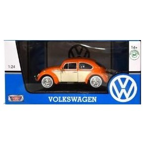 Folkevogn I metal 1:24 - Orange Beetle med Bagbaggage