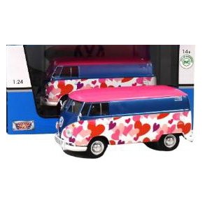 Folkevogn I metal 1:24 - VolkWagen type 2(T1) Varevogn i Pink