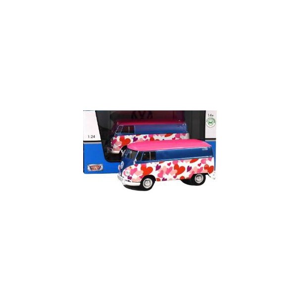 Folkevogn I metal 1:24 - VolkWagen type 2(T1) Varevogn i Pink