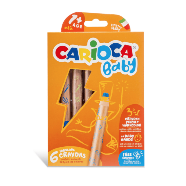 Carioca - Farvekridt baby 3-i-1, 6 stk