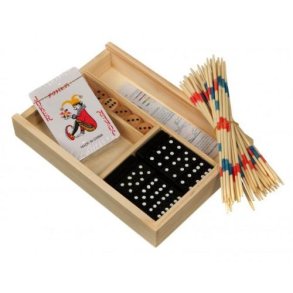 Domino. Mikado. Kort. 5 terninger