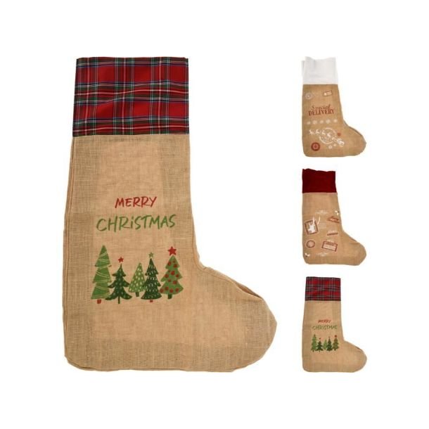 Kmpe julesok 90x35cm.3Ass 82% jute 18%