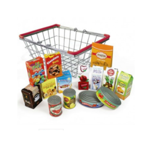 Indk�bskurv (metal) m. madvarer 