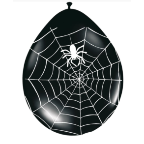 Sorte balloner edderkoppespind p 8 stk 30cm
