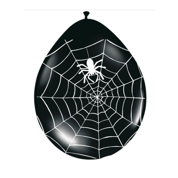 Sorte balloner spiderweb p 8 stk 30cm