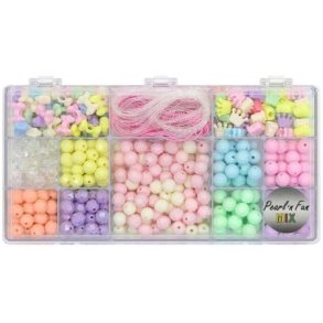 Pearl n Fun pastel perlemix med elastiksnor ass. former