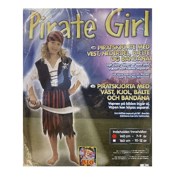 Piratkostume pige 140 cm