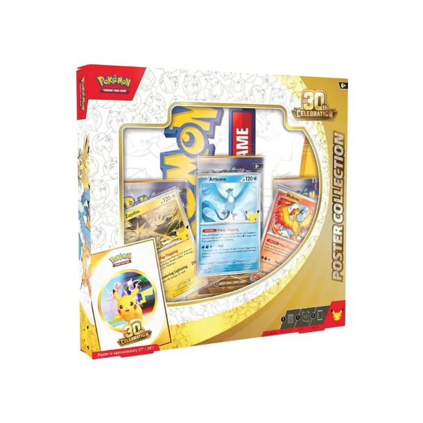 Pokemon poster Collection kasse 30th celebration - 3 busters ,mega evolution, 3 limited adition cards
